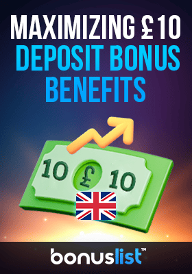 Growing line and $10 bill for maximizing 10 deposit bonus benefits