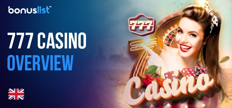 A girl with a 777 casino logo, gold coins and roulette for 777 casino overview