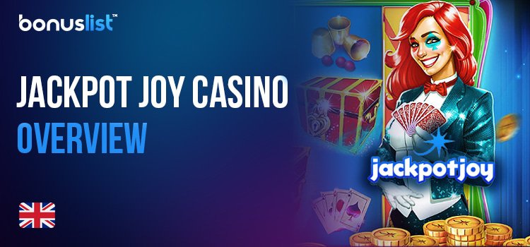 A joker with a deck of cards, gold coins and gift boxes for Jackpot Joy casino overview