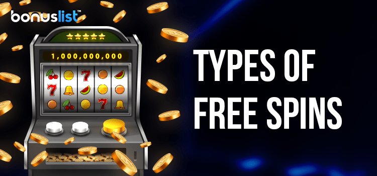 A free spins slot machine with lots of gold coins coming out of it
