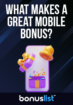 A gift box and a Bell on a mobile phone for the qualities of a great mobile casino bonus